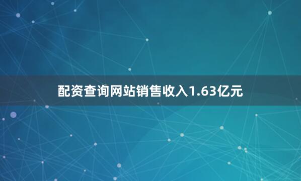 配资查询网站销售收入1.63亿元